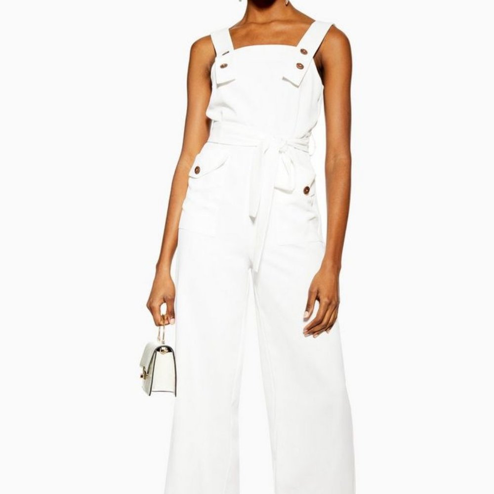NWT Top Shop Ivory Pinafore Button Jumpsuit 4